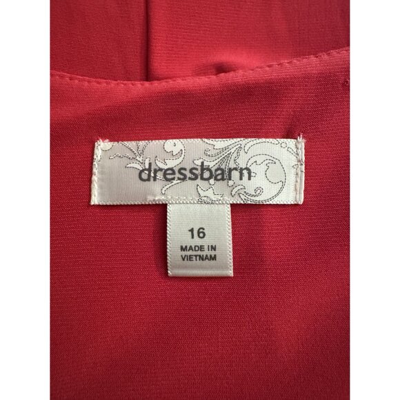 Dressbarn Pink Fuchsia Tab Sleeve Faux-Wrap Dress‎ Size 16 Office Career Stretch - Picture 8 of 10
